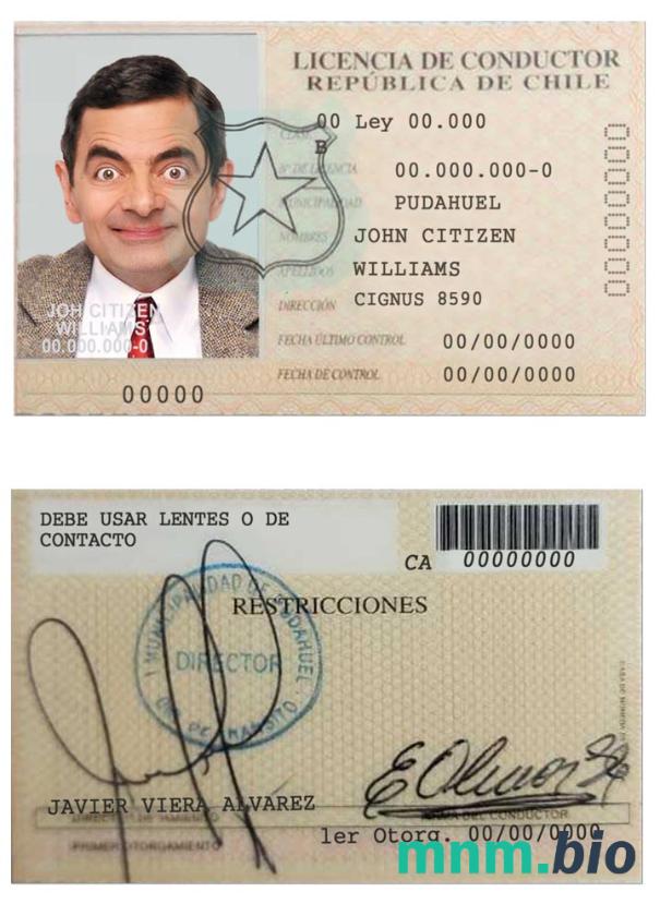 Chile licencia de conductor ze wszystkimi czcionkami
